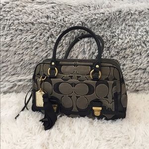 Black and Grey Coach Purse with Gold